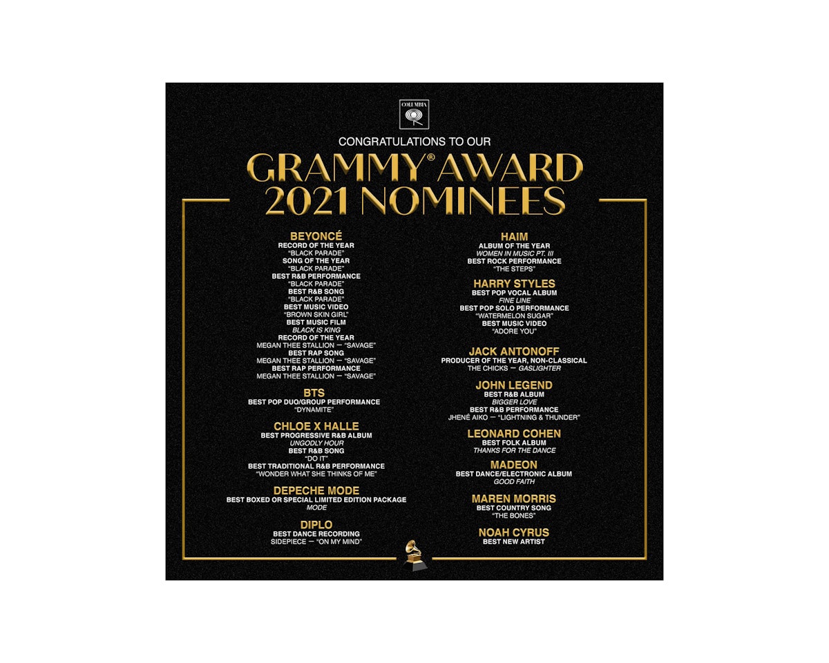 Grammy Award Nominees Columbia Records